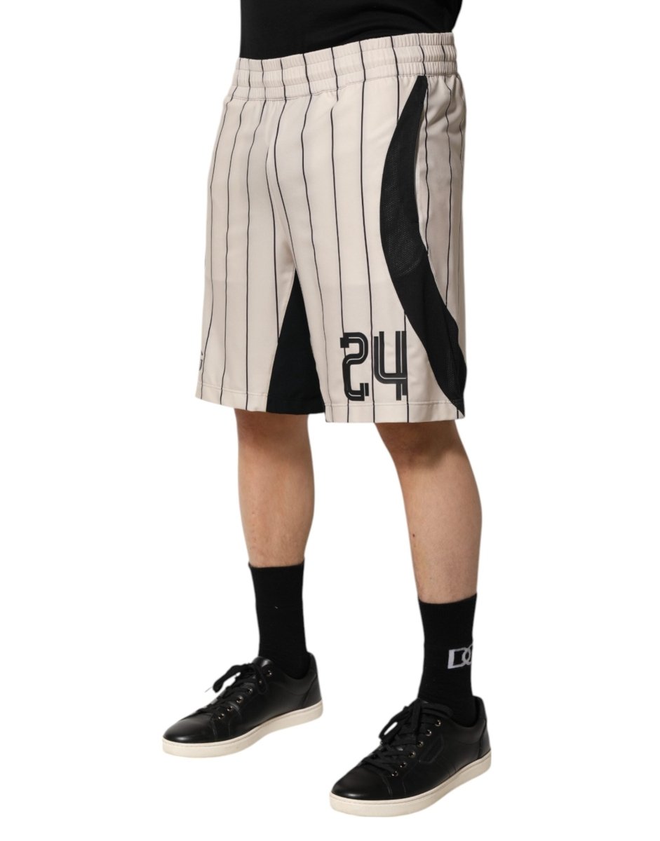 Dolce & Gabbana Off White Polyester DG Logo Sweatshorts Shorts - The Gentlemen's Vault