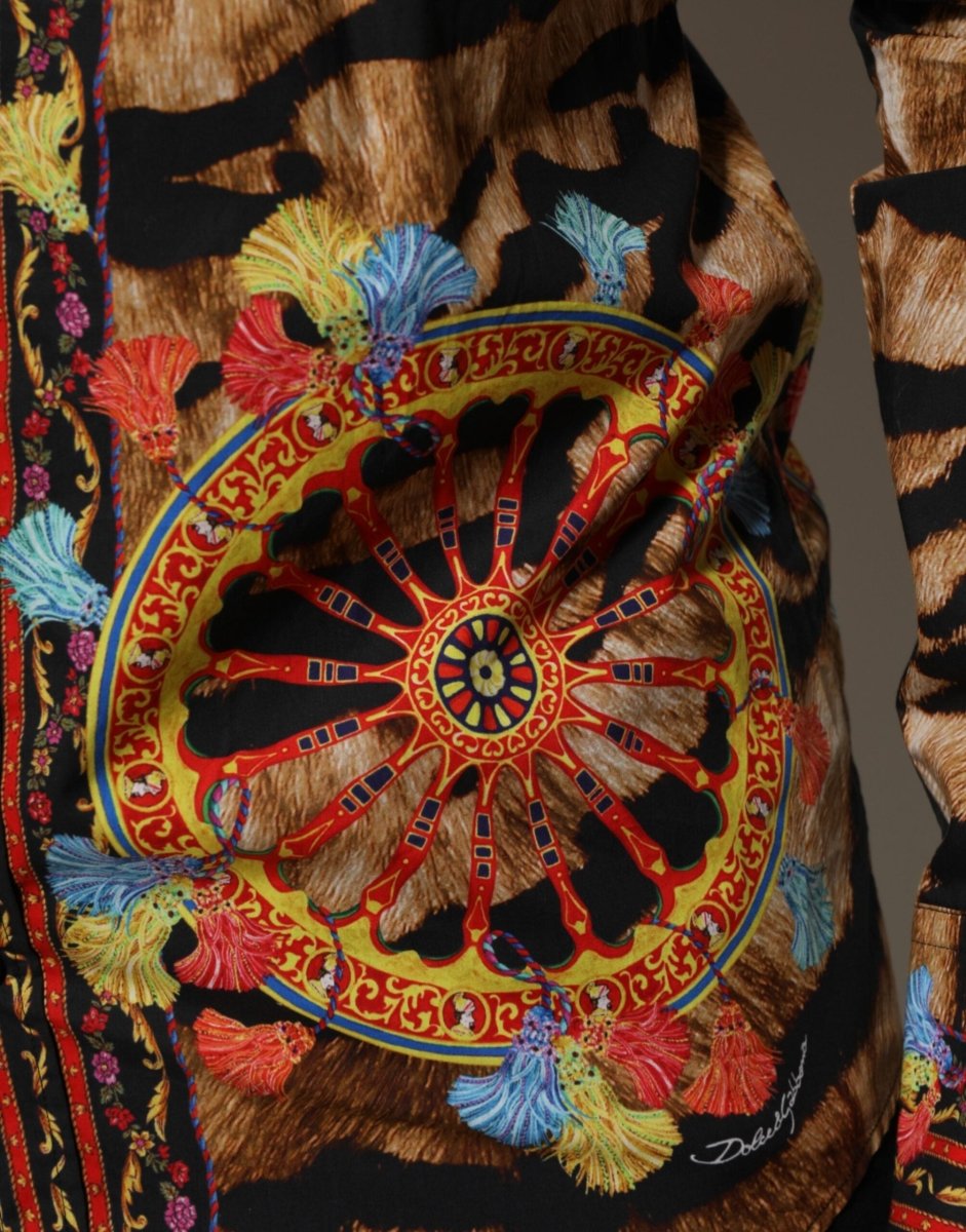 Dolce & Gabbana GOLD Cotton Tiger Carretto Long Sleeve Shirt - The Gentlemen's Vault