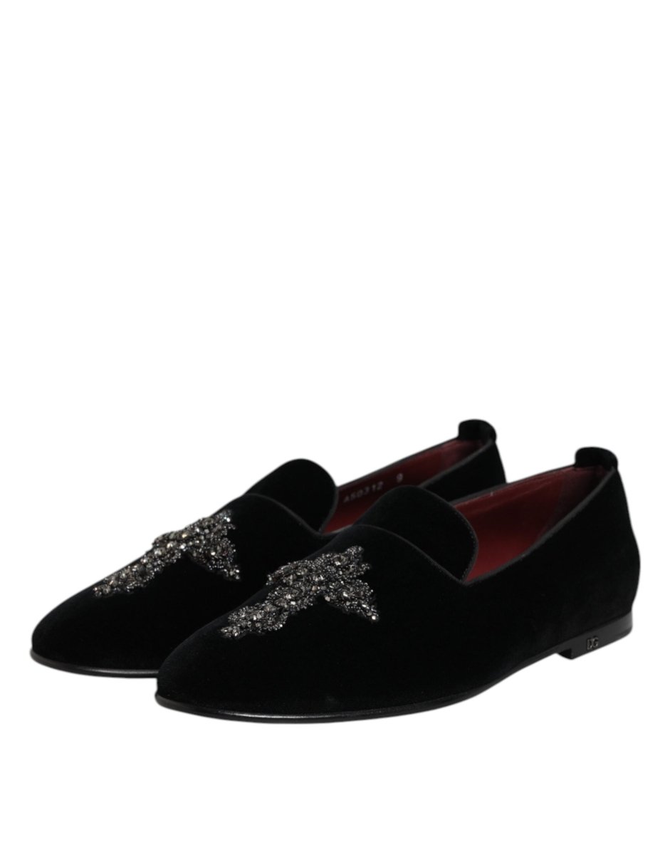 Dolce & Gabbana Black Suede Cross Slip On Loafers Dress Shoes - The Gentlemen's Vault
