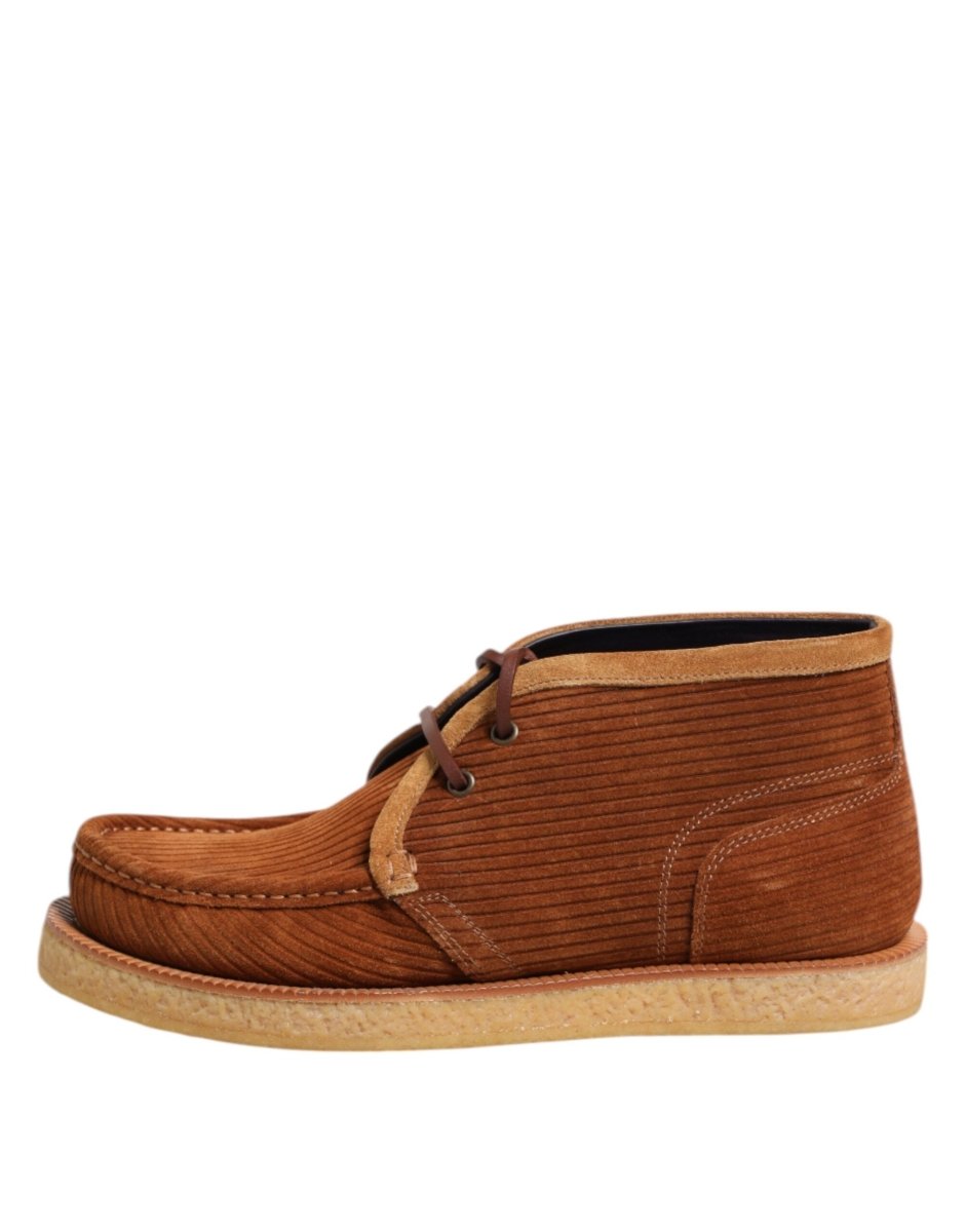 Dolce & Gabbana Brown Suede Nubuck Leather Desert Ankle Boots Shoes - The Gentlemen's Vault