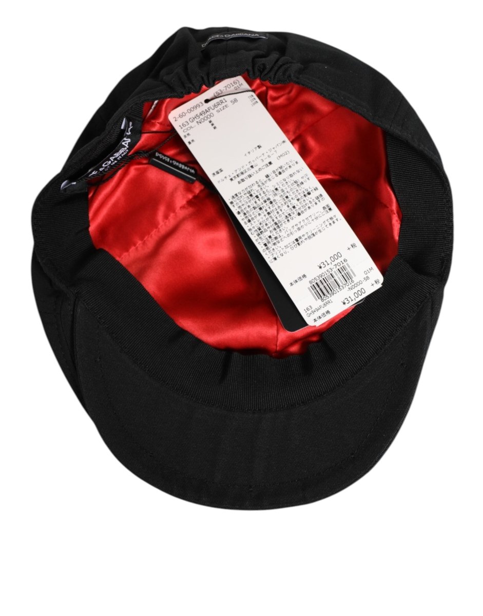 Dolce & Gabbana Black Cotton Blend Newsboy Men Cloth Cap Hat - The Gentlemen's Vault