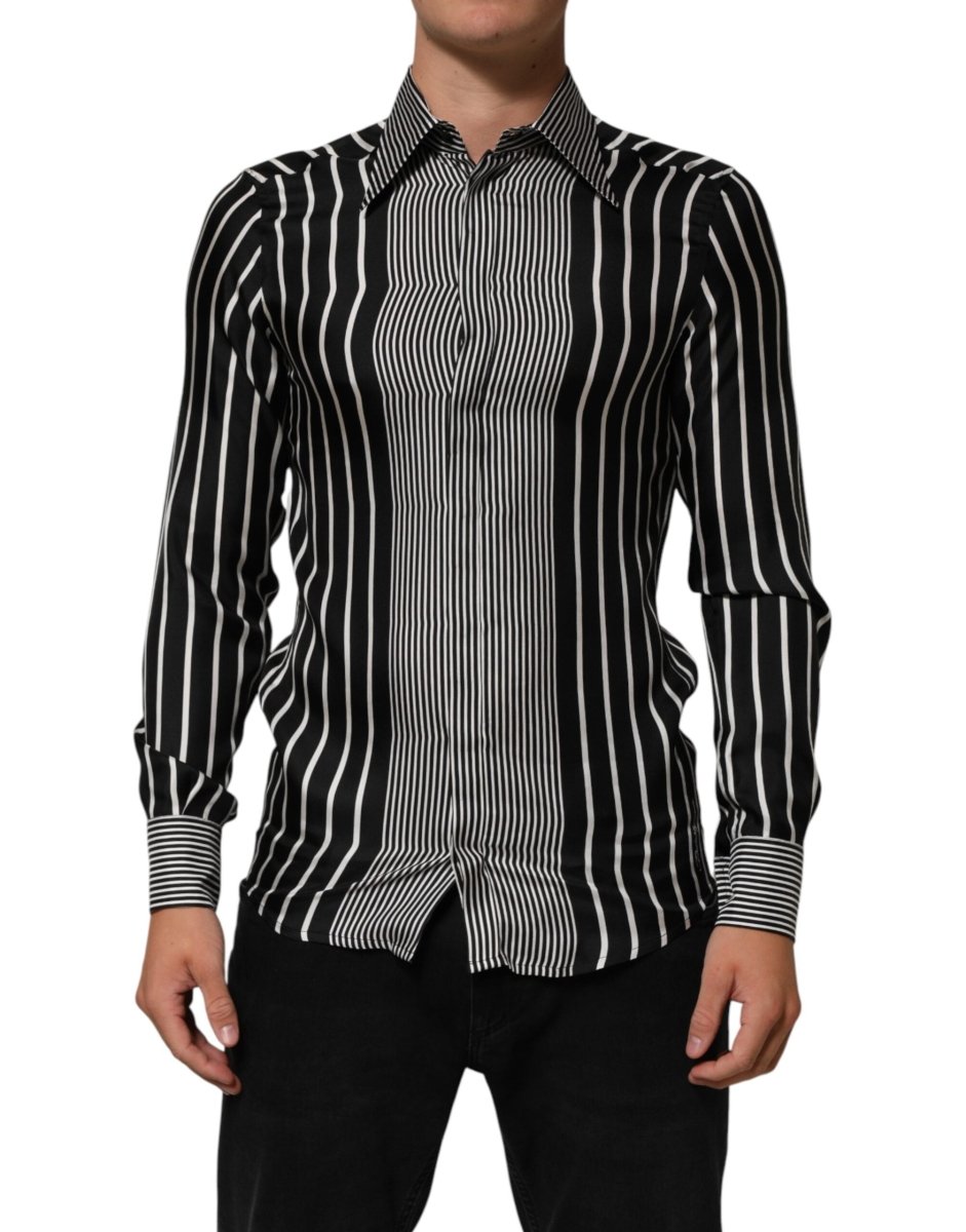 Dolce & Gabbana Black White Stripes Men MARTINI Dress Shirt - The Gentlemen's Vault