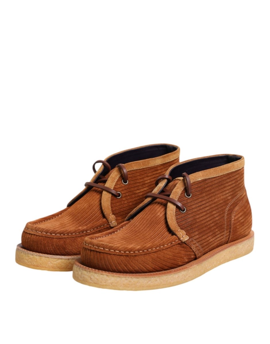Dolce & Gabbana Brown Suede Nubuck Leather Desert Ankle Boots Shoes - The Gentlemen's Vault