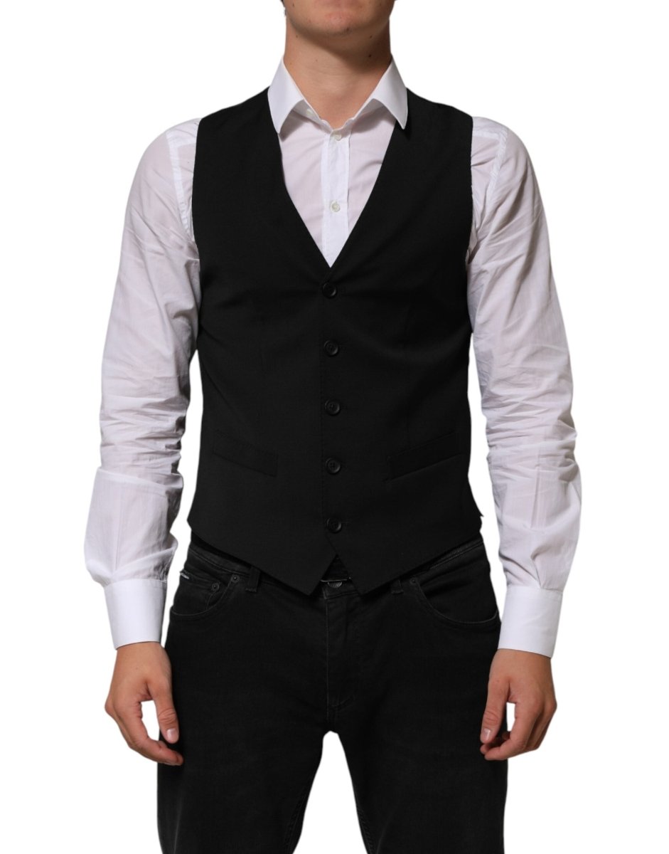 Dolce & Gabbana Black Polyester Dress Formal Waistcoat Vest - The Gentlemen's Vault