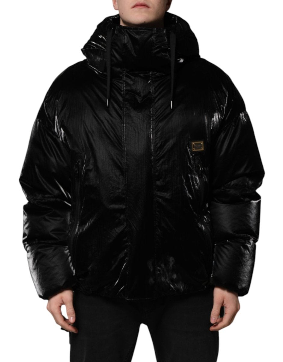 Dolce & Gabbana Black Logo Full Zip Hooded Quilted Jacket - The Gentlemen's Vault