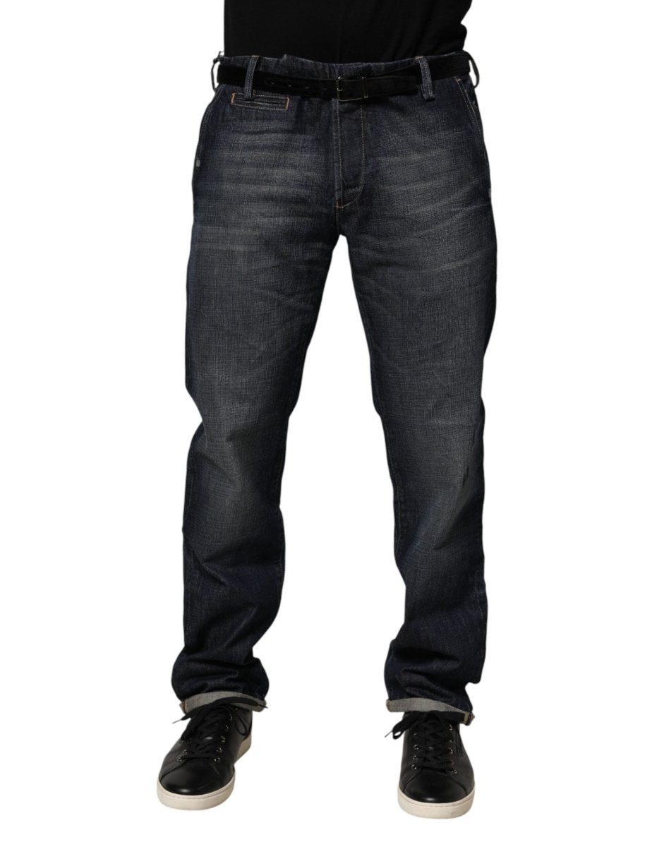 Brian Dales Dark Blue Washed Skinny Men Denim Trouser Jeans - The Gentlemen's Vault