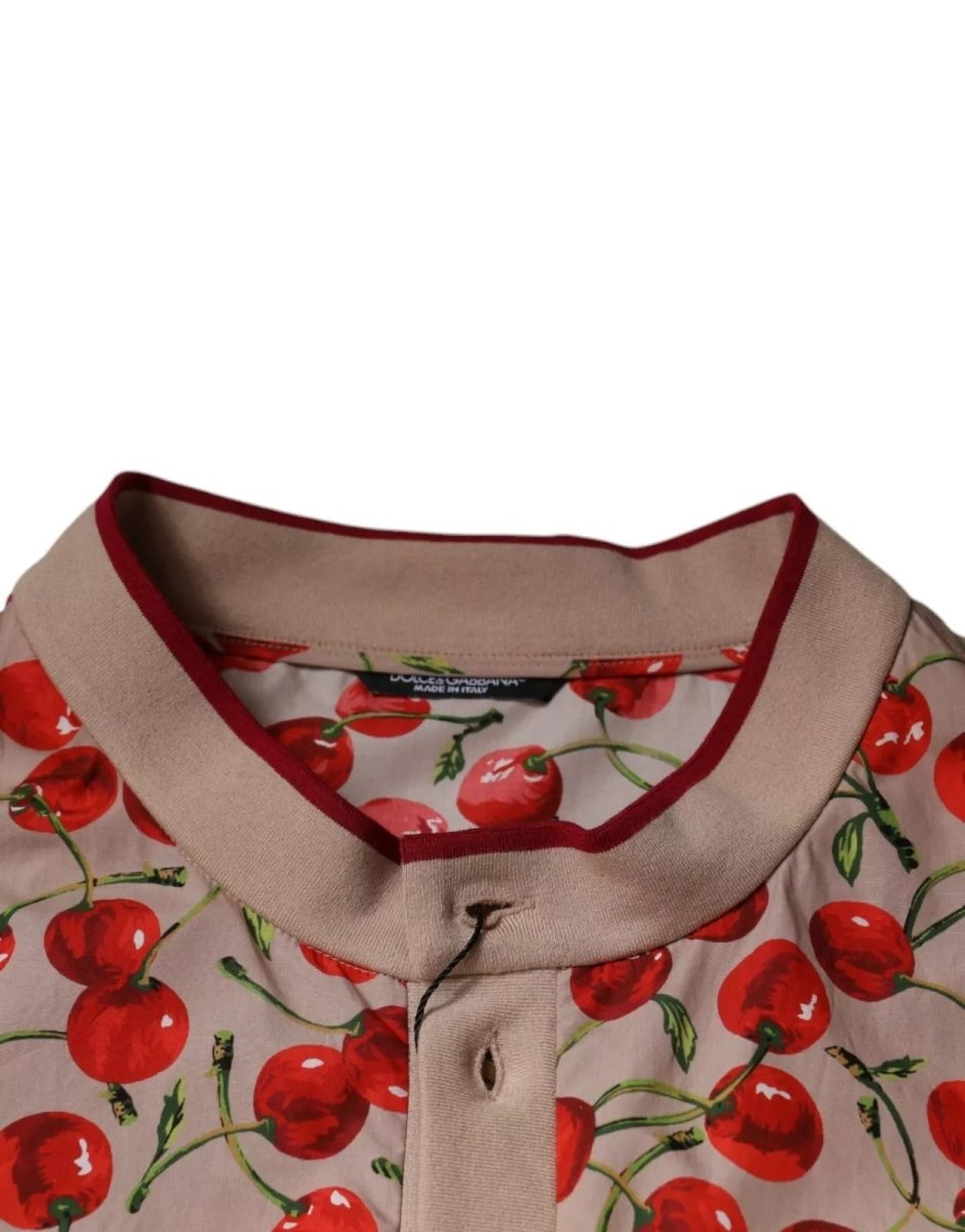 Dolce & Gabbana Beige Cherry Nylon Buttoned Casual Shirt - The Gentlemen's Vault