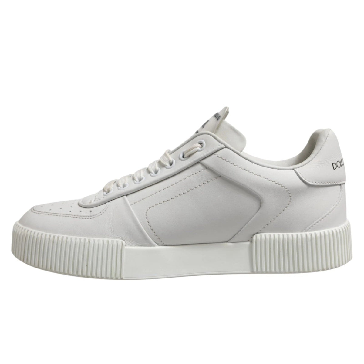 Dolce & Gabbana White Miami Leather Low Top Men Sneakers Shoes - The Gentlemen's Vault