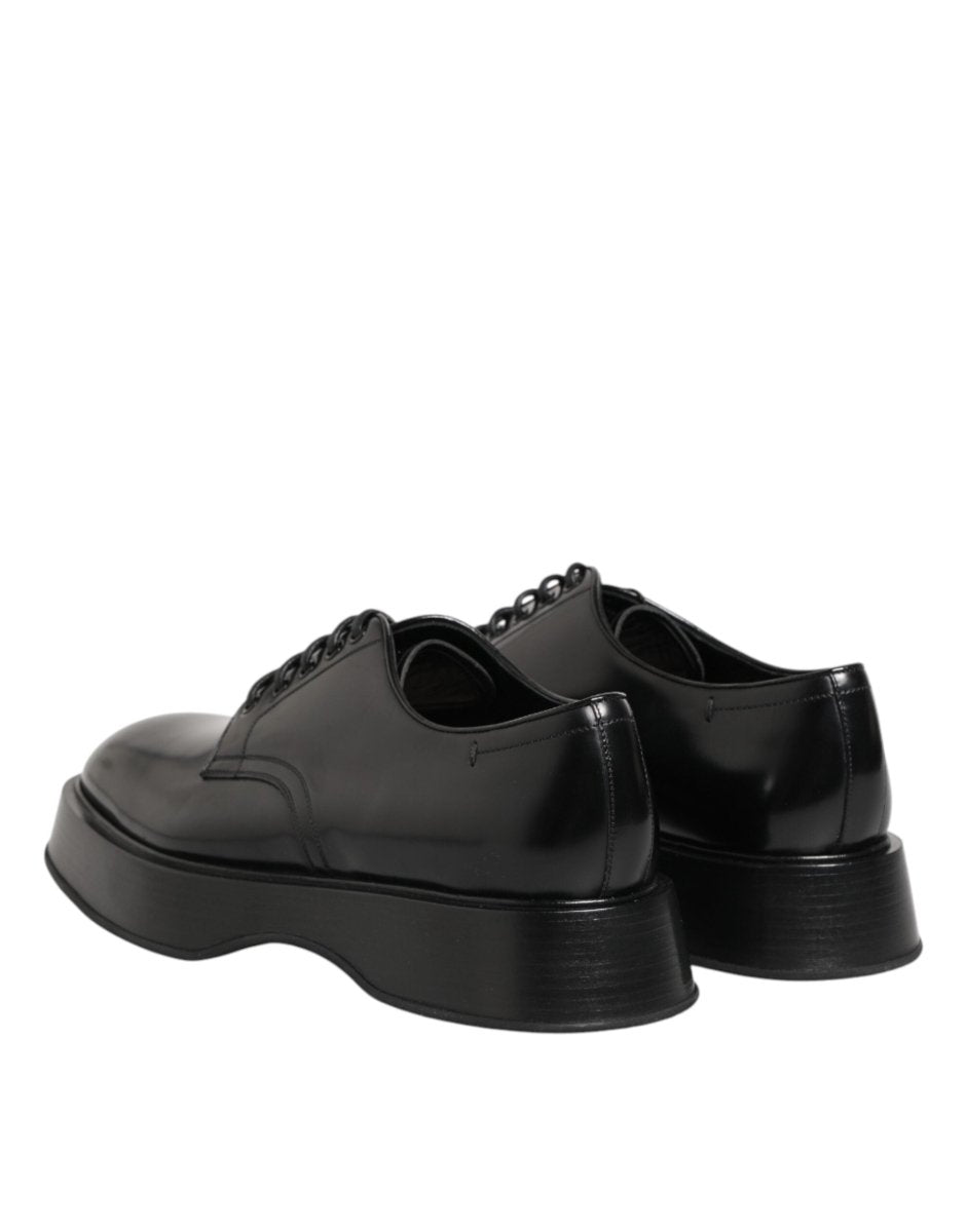 Dolce & Gabbana Black Calfskin Leather Men Derby Dress Shoes - The Gentlemen's Vault