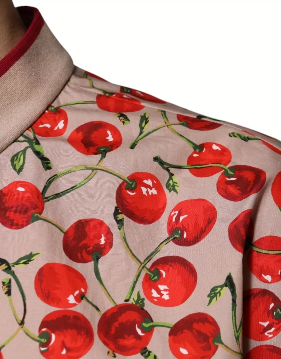 Dolce & Gabbana Beige Cherry Nylon Buttoned Casual Shirt - The Gentlemen's Vault