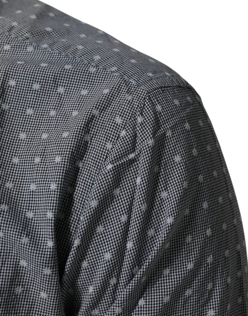 AGLINI Gray Polka Dot Cotton Button Down Long Sleeves Shirt - The Gentlemen's Vault