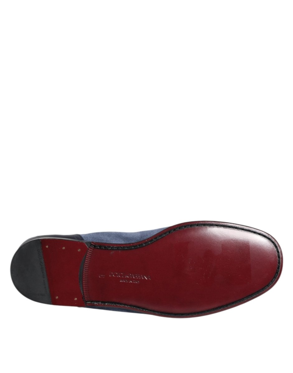 Dolce & Gabbana Blue Suede Leather Loafers Moccasin Shoes - The Gentlemen's Vault
