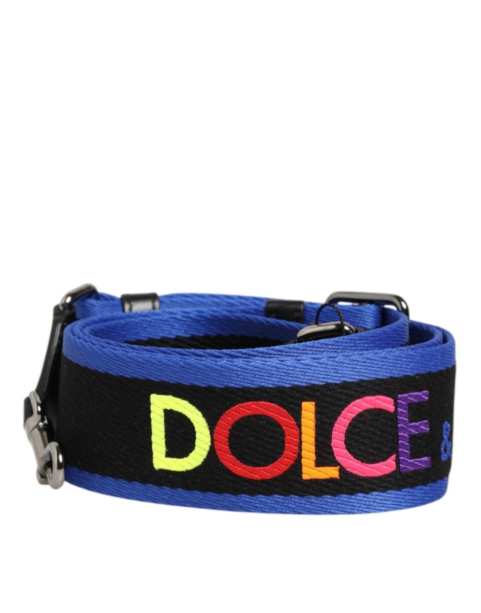 Dolce & Gabbana Black Blue Colorful Lettering Bag Handle Shoulder Strap - The Gentlemen's Vault
