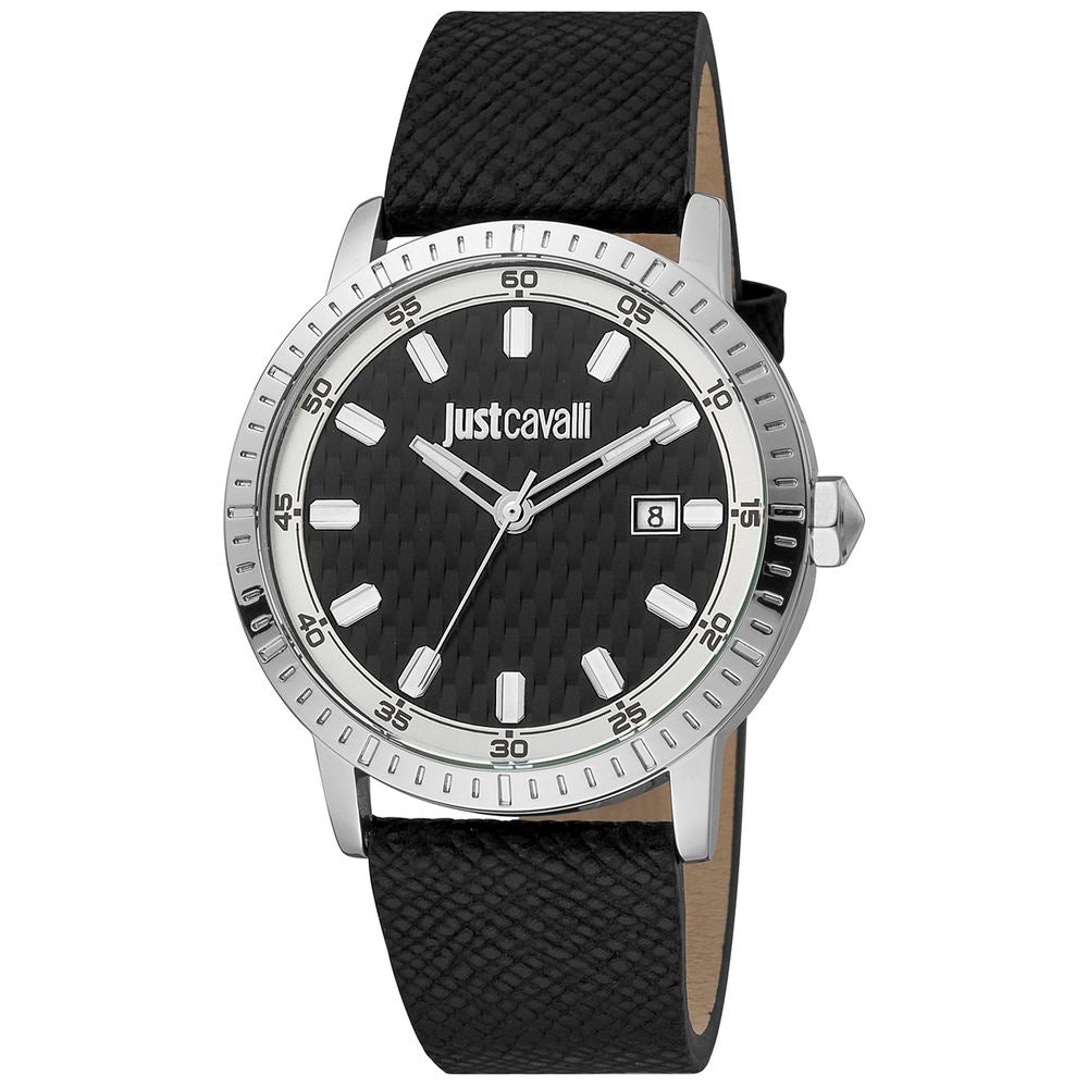 Just Cavalli Black Leather Dress Watch - The Gentlemen's Vault
