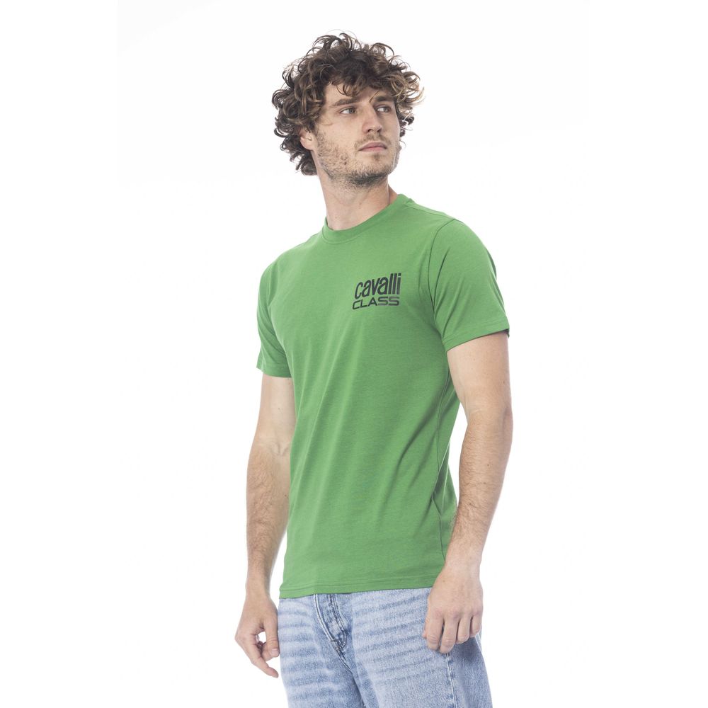 Cavalli Class Green Cotton Men T-Shirt - The Gentlemen's Vault