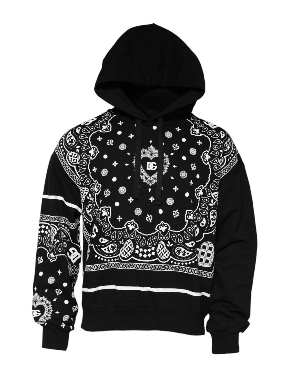 Dolce & Gabbana Black Bandana Hooded Men Sweatshirt Sweater - The Gentlemen's Vault