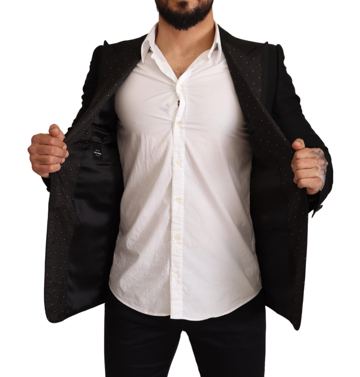 Dolce & Gabbana Black Wool Slim Fit Coat Blazer Jacket - The Gentlemen's Vault