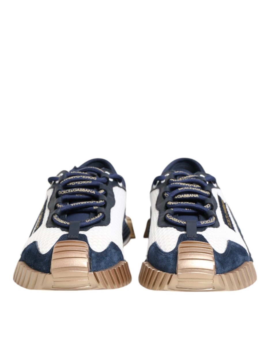 Dolce & Gabbana Blue White Low Top NS1 Men Sneakers Shoes - The Gentlemen's Vault
