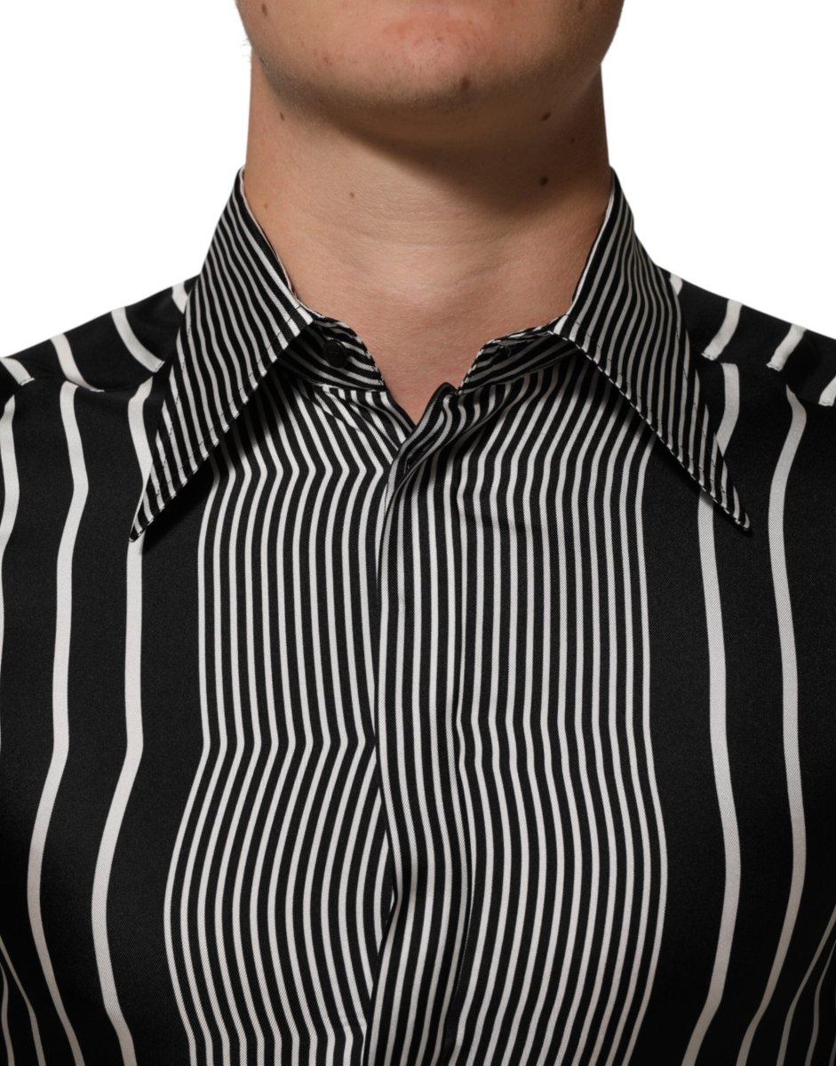 Dolce & Gabbana Black White Stripes Men MARTINI Dress Shirt - The Gentlemen's Vault