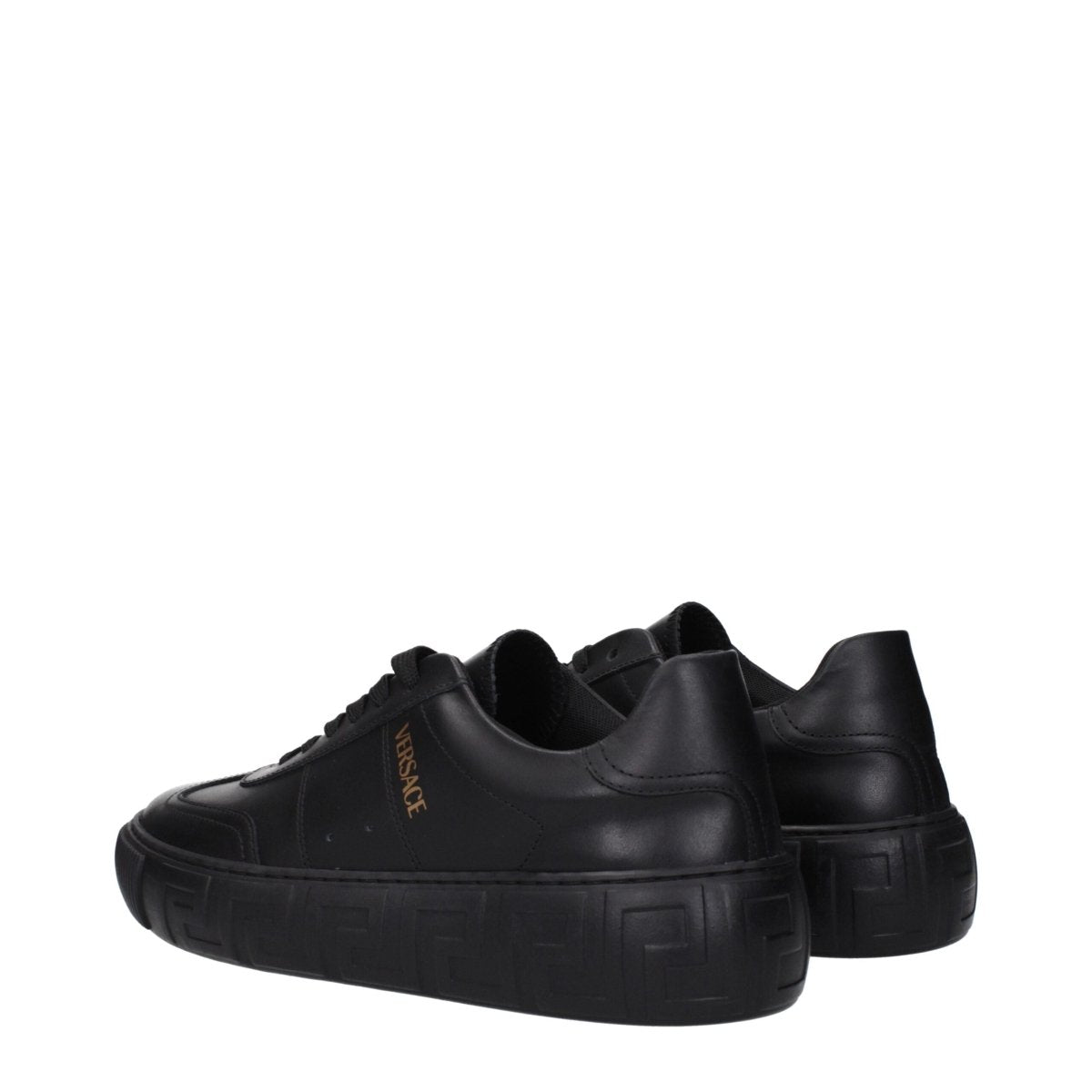Versace Black Leather Low Tops - The Gentlemen's Vault