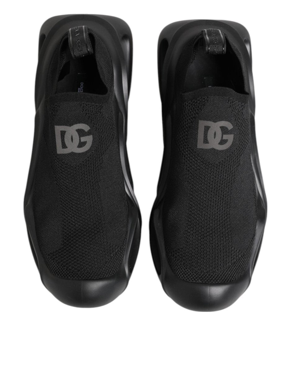 Dolce & Gabbana Black Slip On Wave Low Top Men Sneaker Shoes - The Gentlemen's Vault