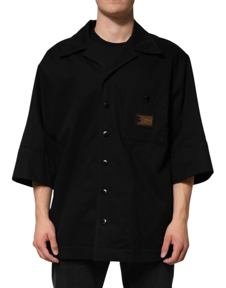 Dolce & Gabbana Black Short Sleeve Button Men Casual Shirt - The Gentlemen's Vault