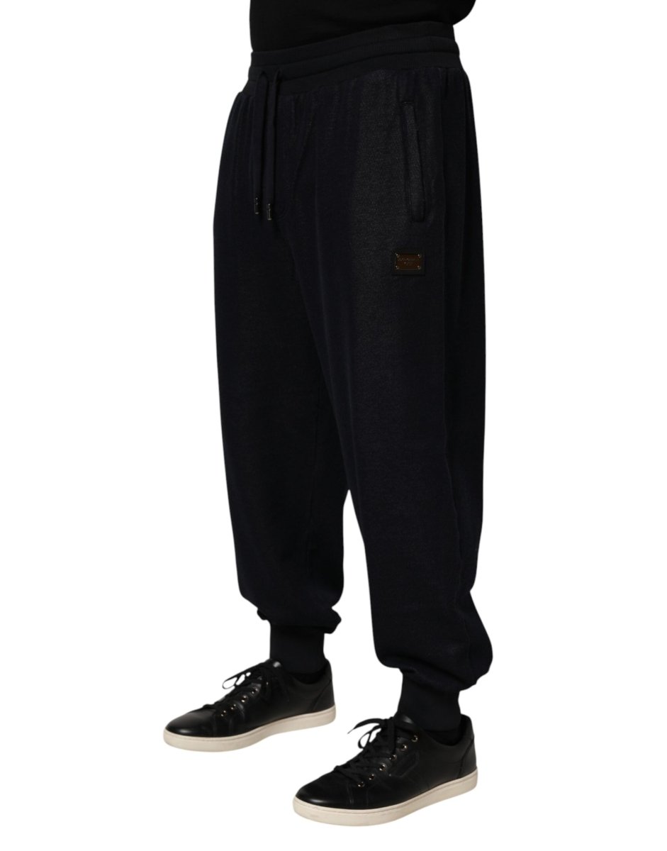 Dolce & Gabbana Black Cotton Blend Drawstring Jogger Jogger Pants - The Gentlemen's Vault