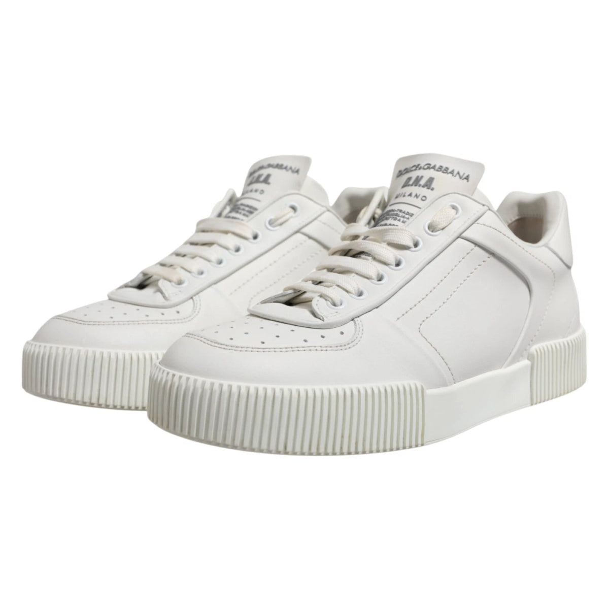 Dolce & Gabbana White Miami Leather Low Top Men Sneakers Shoes - The Gentlemen's Vault
