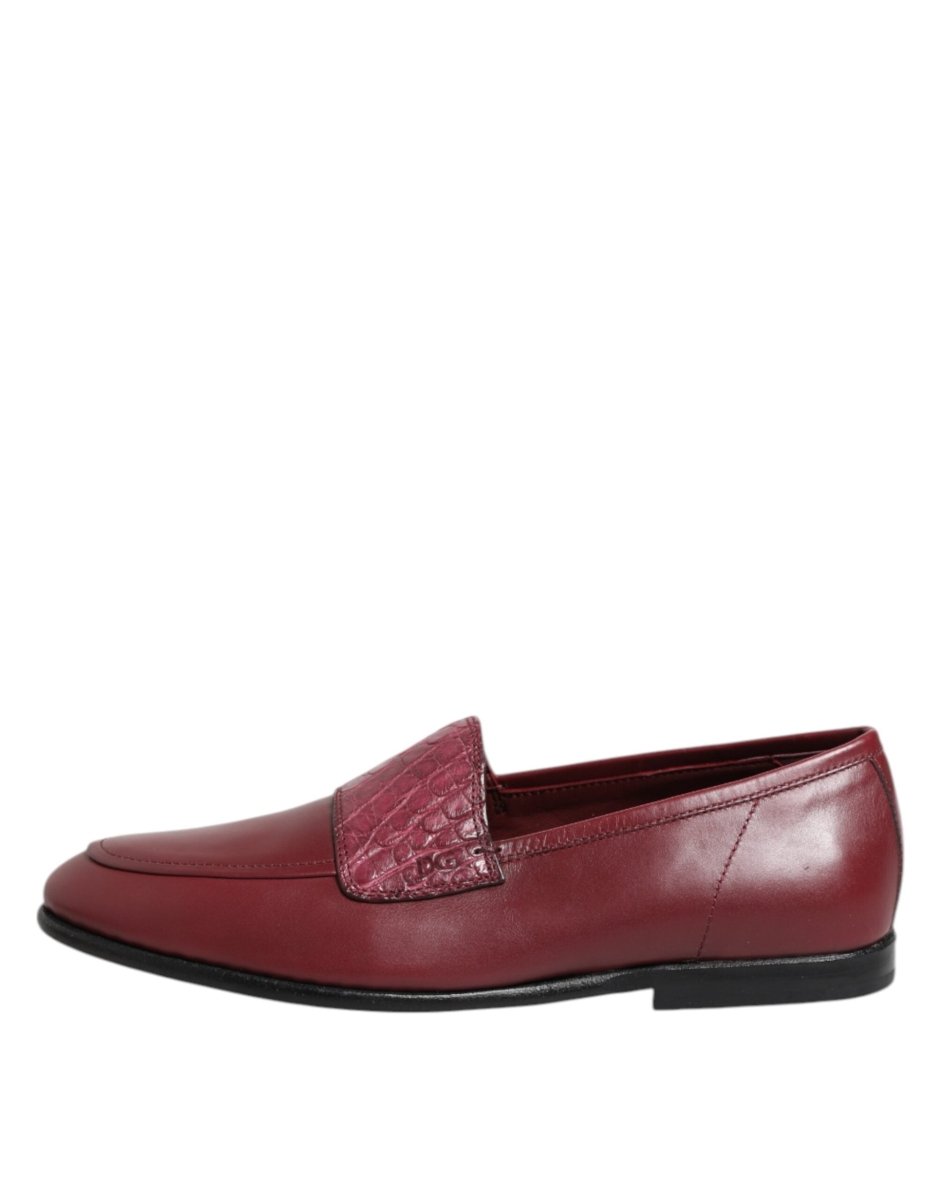 Dolce & Gabbana Burgundy Leather Formal Slip On Shoes - The Gentlemen's Vault