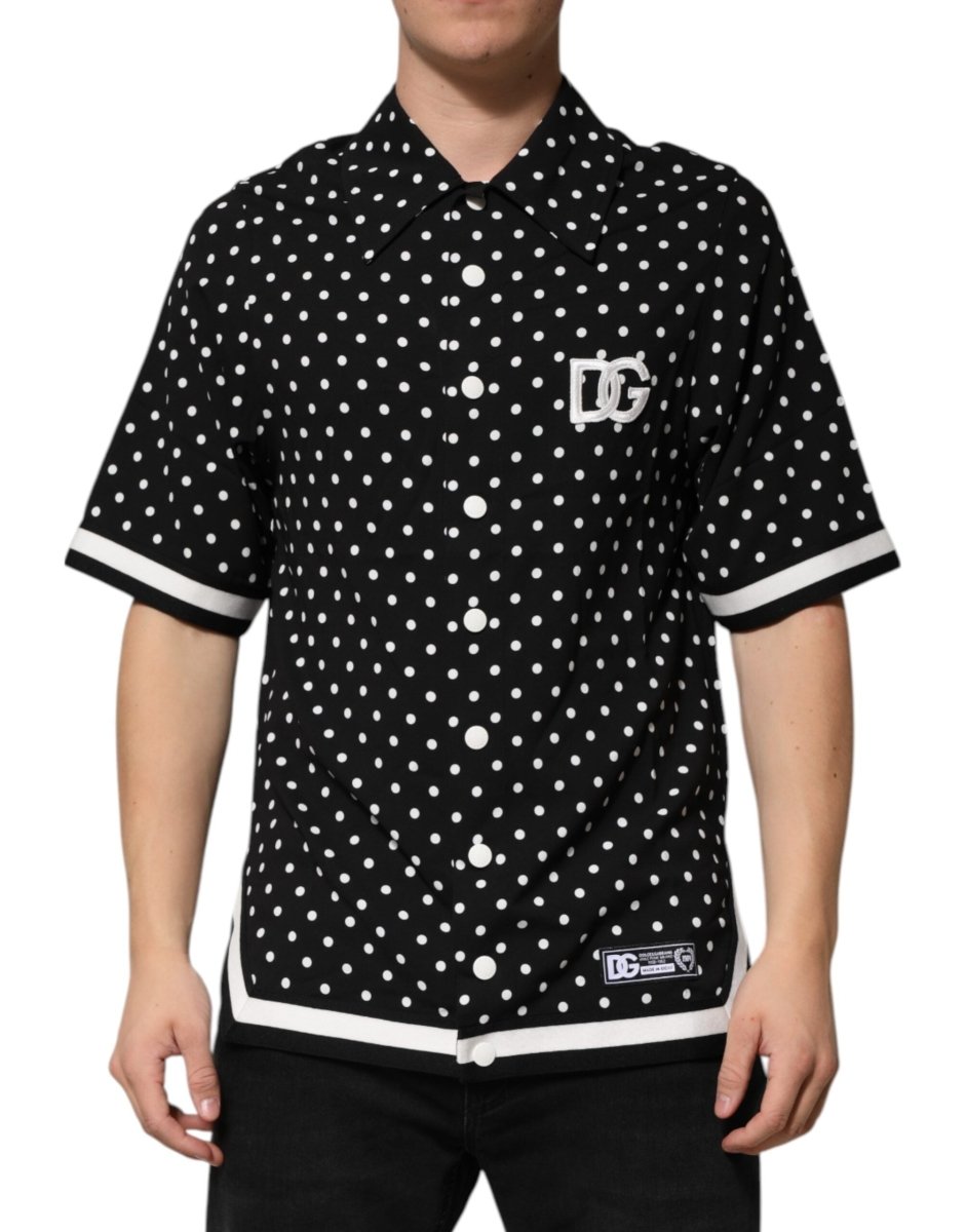 Dolce & Gabbana Black Polka Dot Short Sleeves Collared Polo T-shirt - The Gentlemen's Vault