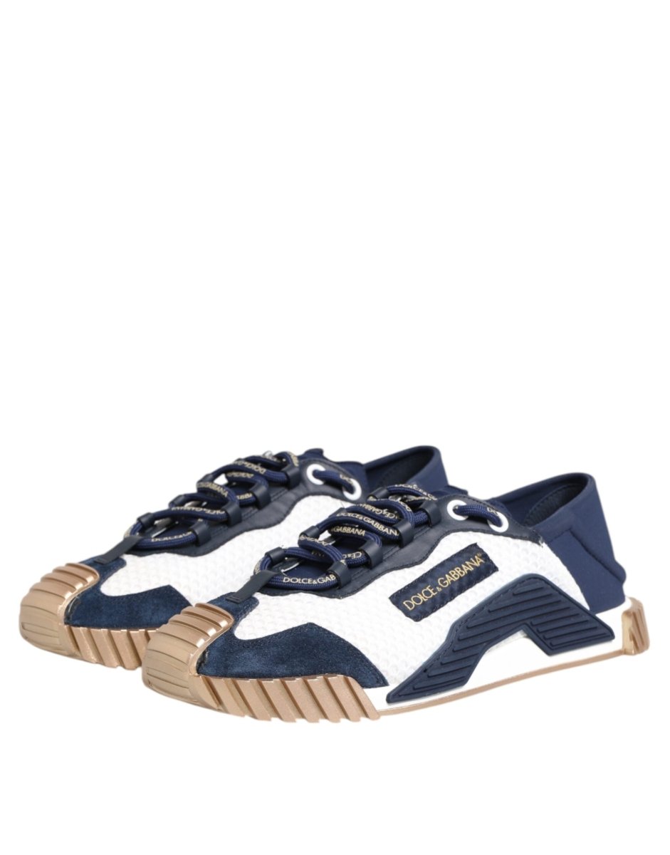 Dolce & Gabbana Blue White Low Top NS1 Men Sneakers Shoes - The Gentlemen's Vault