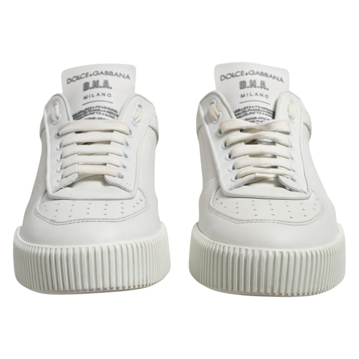 Dolce & Gabbana White Miami Leather Low Top Men Sneakers Shoes - The Gentlemen's Vault