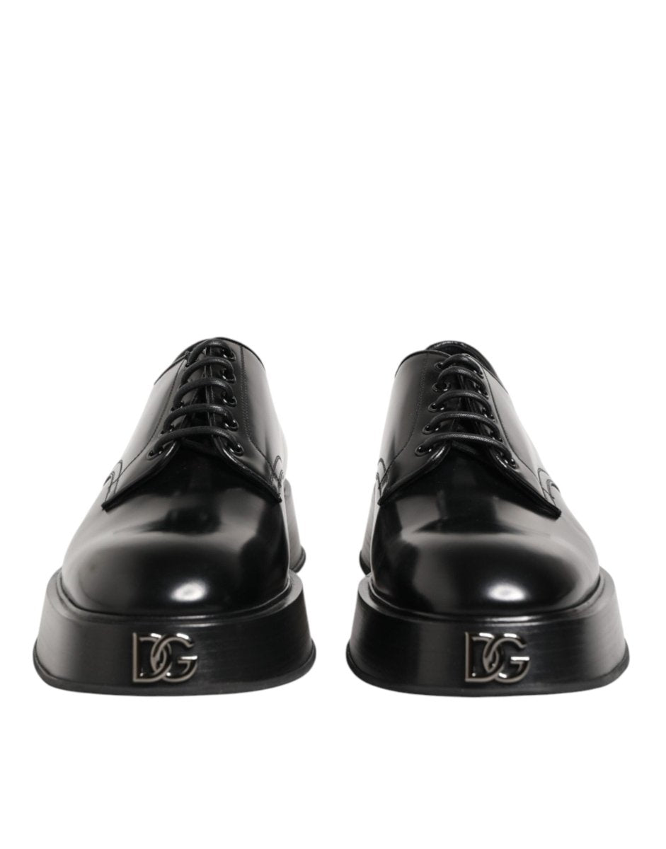 Dolce & Gabbana Black Calfskin Leather Men Derby Dress Shoes - The Gentlemen's Vault