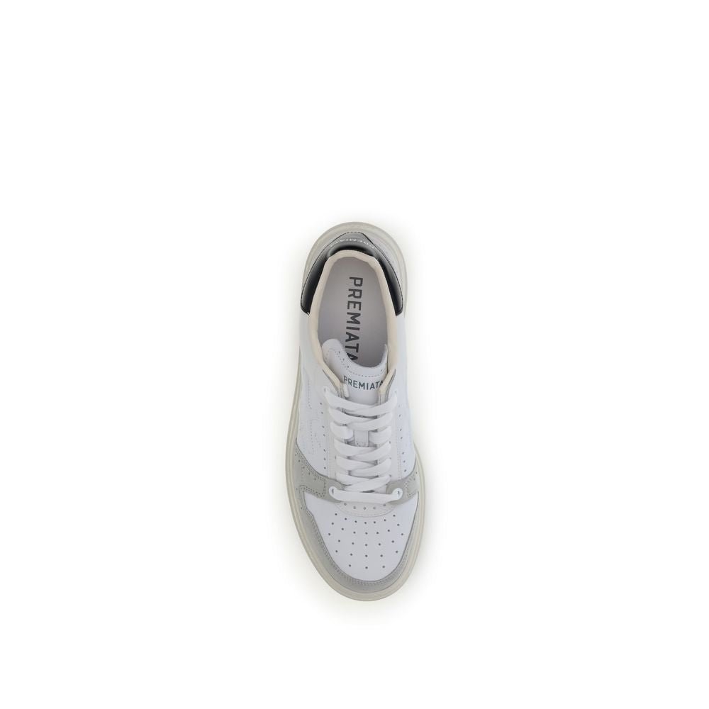 Premiata White Calf Leather Bos Taurus Low Top Sneakers - The Gentlemen's Vault