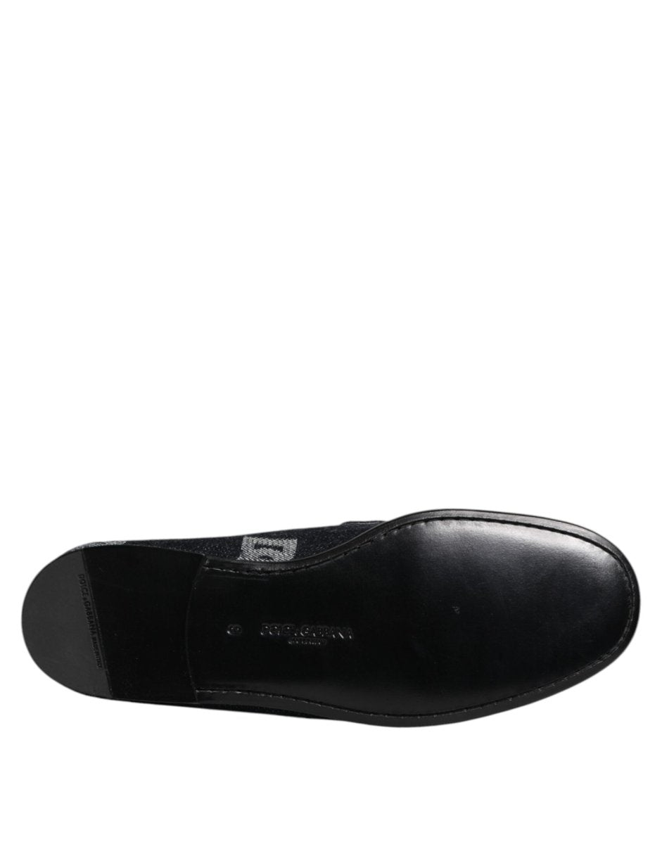 Dolce & Gabbana Blue Logo Cotton Loafers Formal Dress Shoes - The Gentlemen's Vault