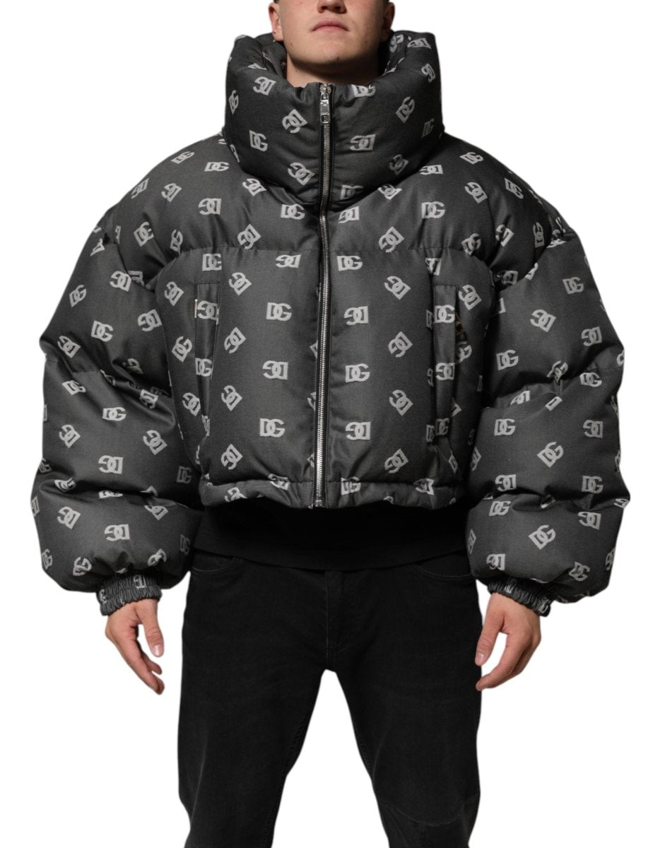 Dolce & Gabbana Black DG Monogram Full Zip Puffer Men Jacket - The Gentlemen's Vault