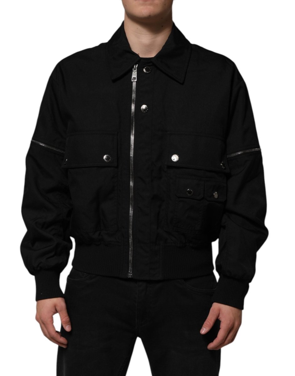 Dolce & Gabbana Black Patch Pocket Full Zip Bomber Jacket - The Gentlemen's Vault