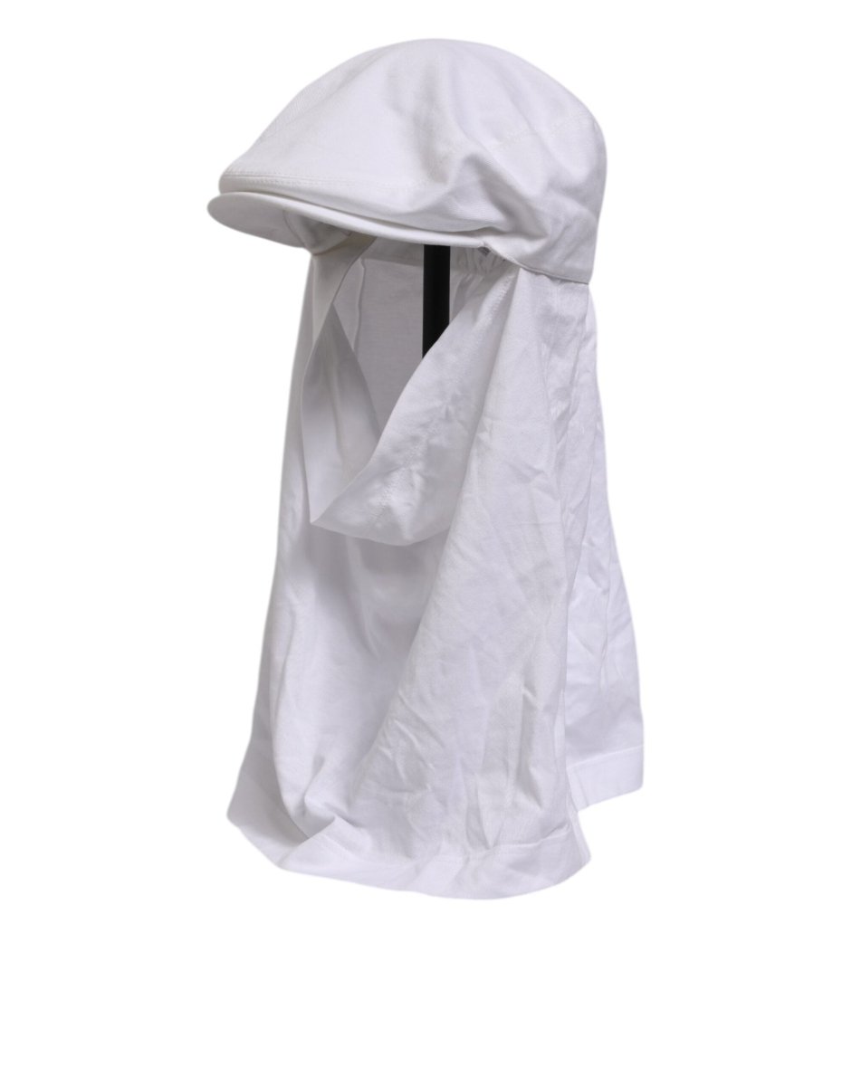 Dolce & Gabbana White Cotton DG Logo Plaque Baseball Balaclava Hat - The Gentlemen's Vault