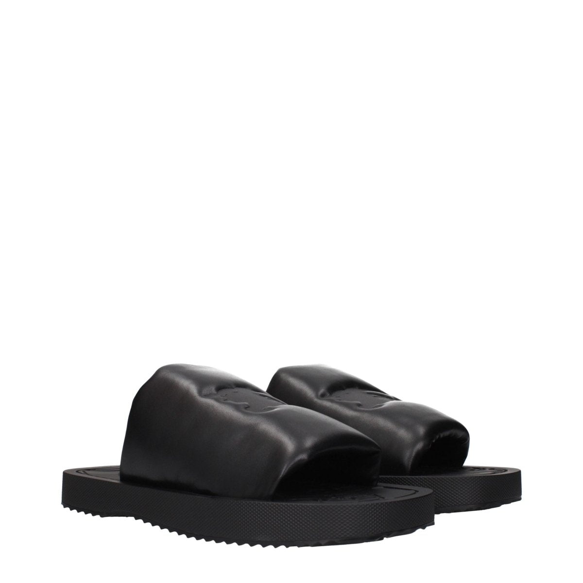 Burberry Black Leather Slippers Sandals - The Gentlemen's Vault