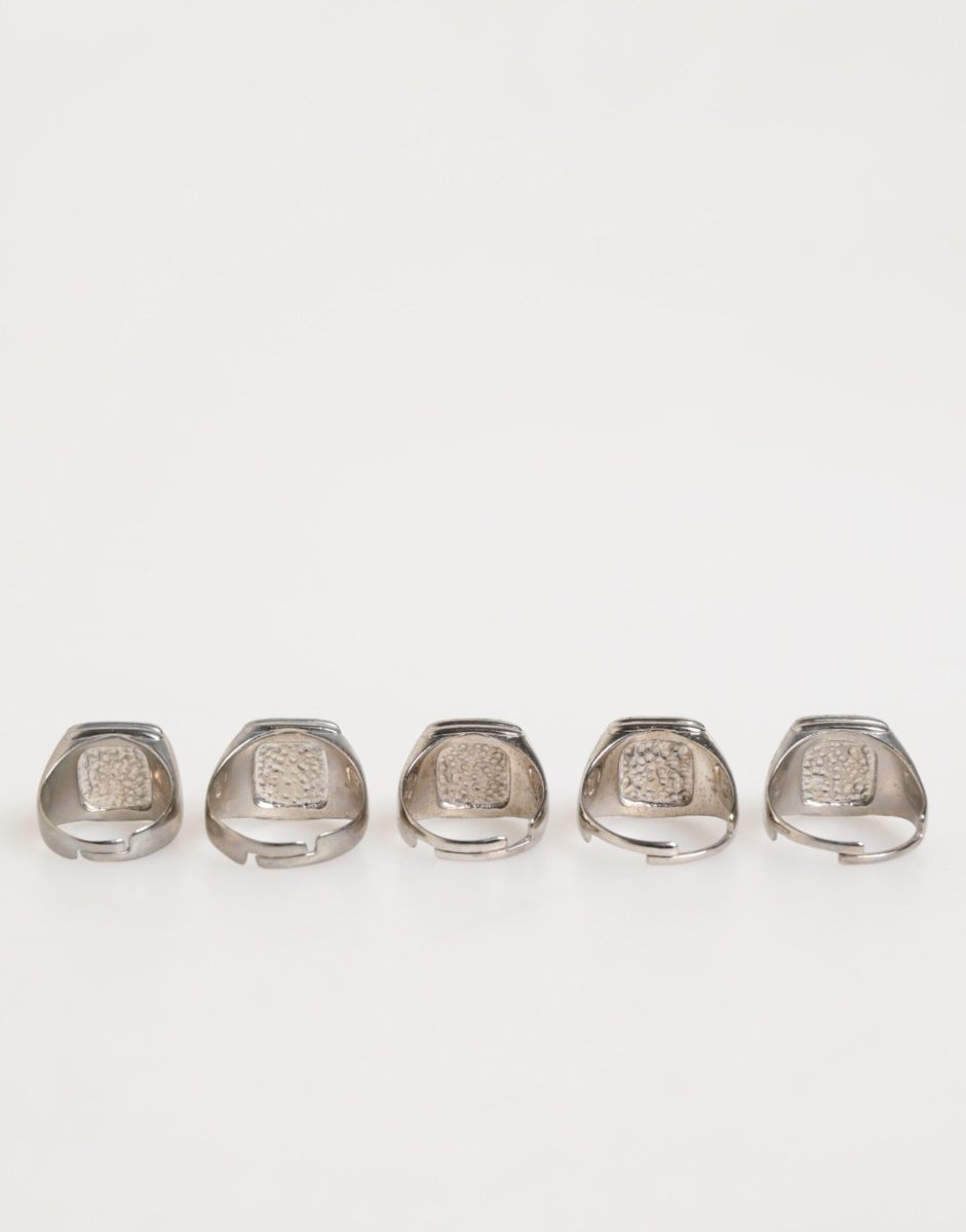 Dolce & Gabbana Silver Tone Brass Lettering Set 5 Pieces Adjustable Ring - The Gentlemen's Vault