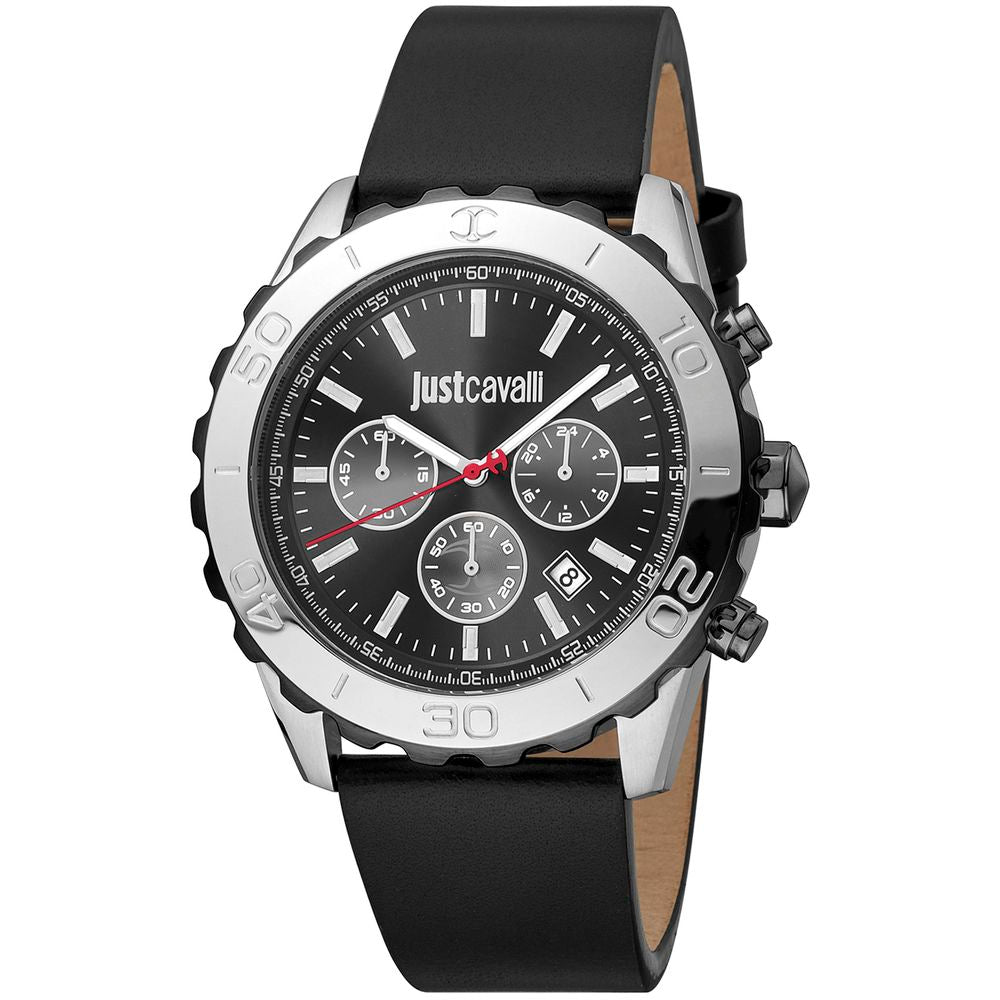 Just Cavalli Black Leather Dress Watch - The Gentlemen's Vault