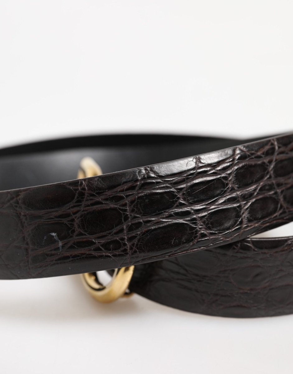 Dolce & Gabbana Black Exotic Leather DG Logo Buckle Belt - The Gentlemen's Vault