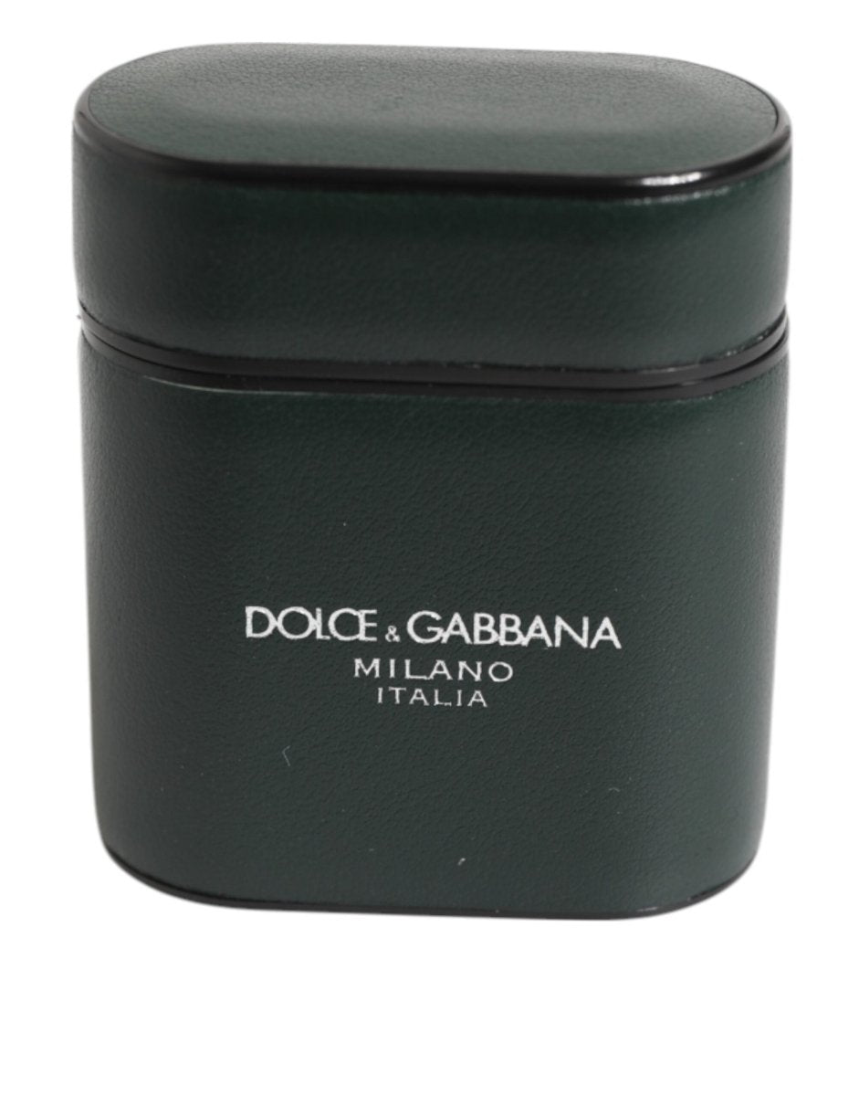 Dolce & Gabbana Black Leather Logo Print Flip Holder Men Airpods Case - The Gentlemen's Vault
