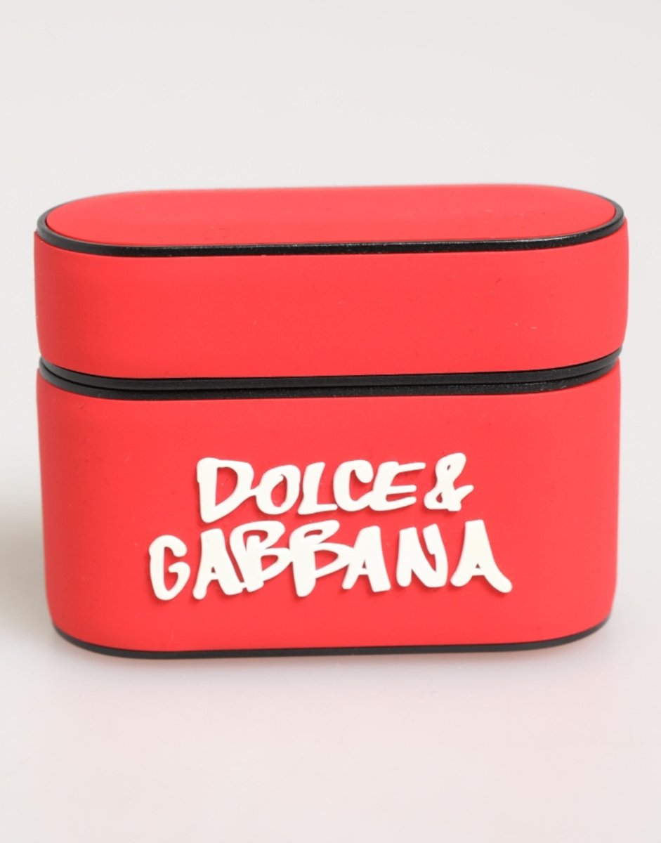 Dolce & Gabbana Red PVC DG Logo Embossed Men Flip Holder Airpods Case - The Gentlemen's Vault
