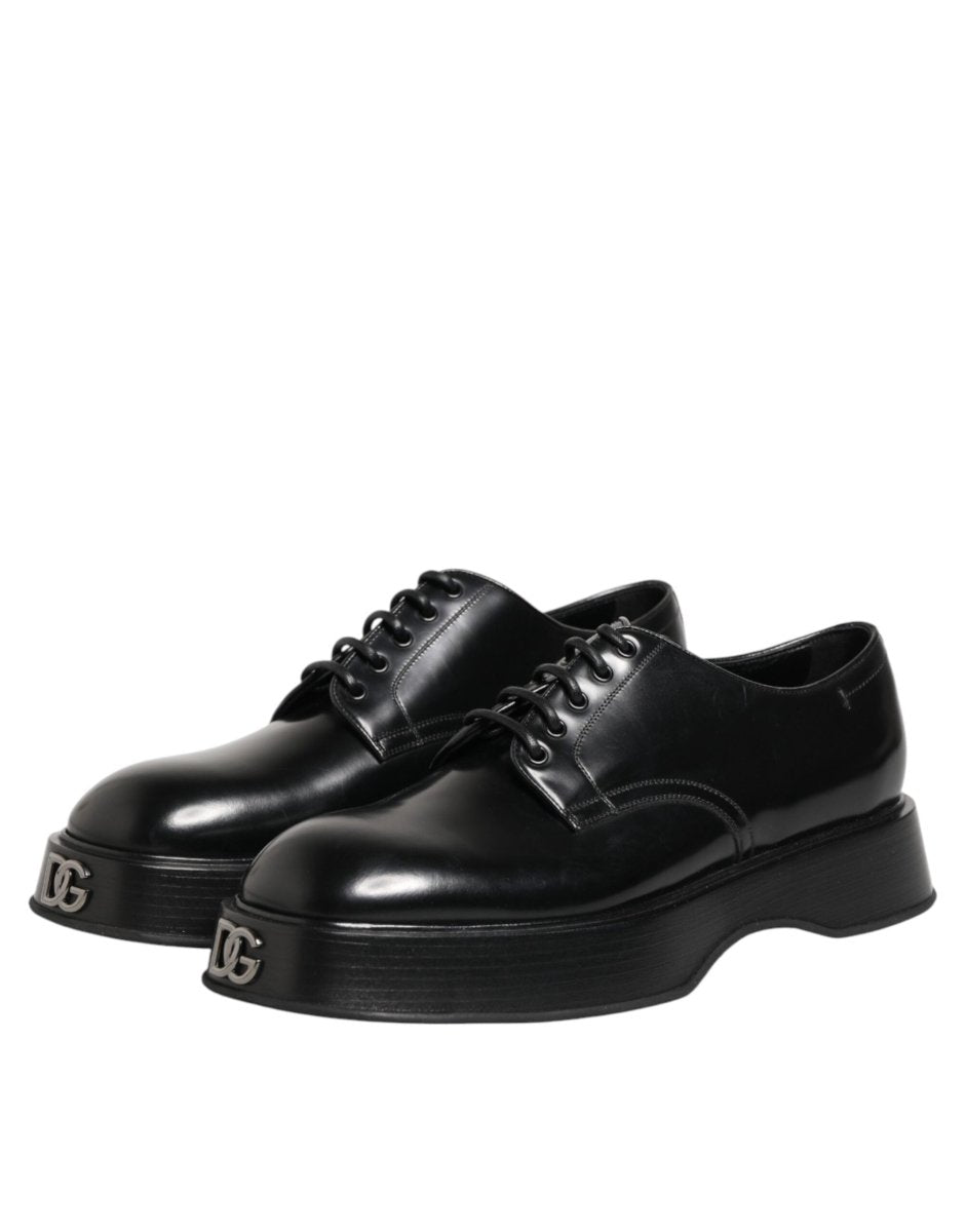 Dolce & Gabbana Black Calfskin Leather Men Derby Dress Shoes - The Gentlemen's Vault