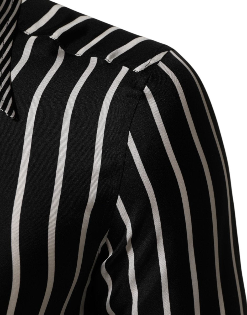 Dolce & Gabbana Black White Stripes Men MARTINI Dress Shirt - The Gentlemen's Vault