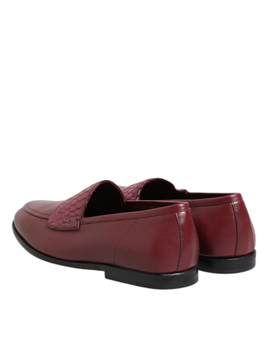 Dolce & Gabbana Burgundy Leather Formal Slip On Shoes - The Gentlemen's Vault