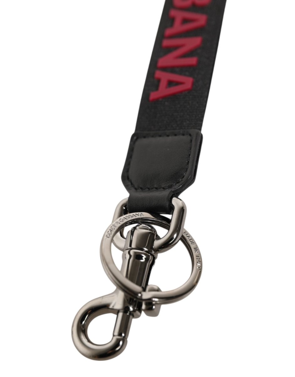 Dolce & Gabbana Black Red DG Logo Polyester Silver Men Keychain Keyring - The Gentlemen's Vault