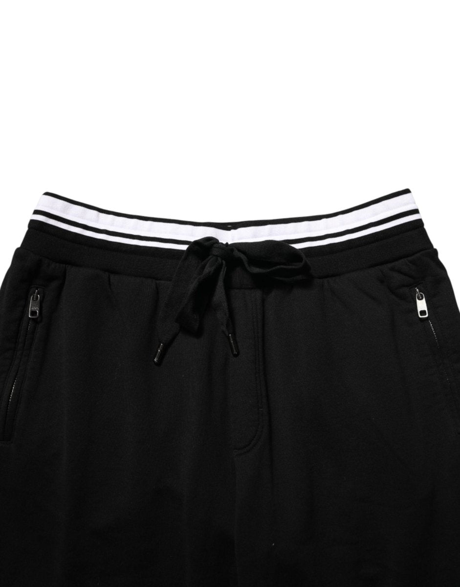 Dolce & Gabbana Black Cotton Sacred - Heart Men Jogger Pants - The Gentlemen's Vault