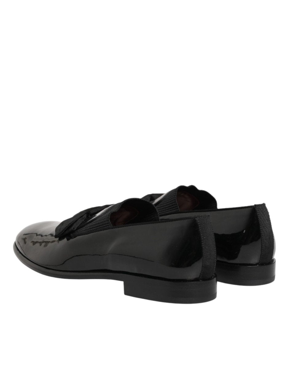 Dolce & Gabbana Black Leather Slip On Dress Men Loafers Shoes - The Gentlemen's Vault